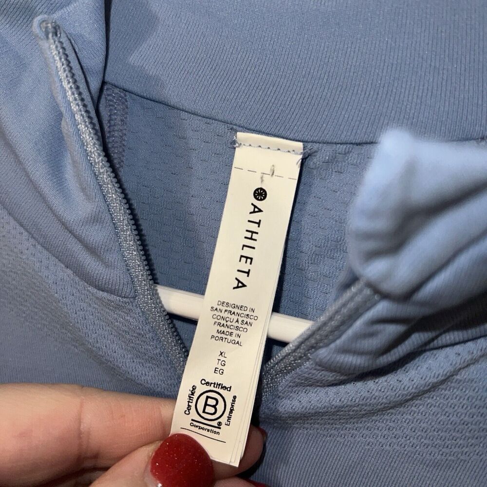 Athleta Momentum Activewear Shirt Blue Seamless Long Sleeves Zip Up Women's XL - Picture 4 of 7